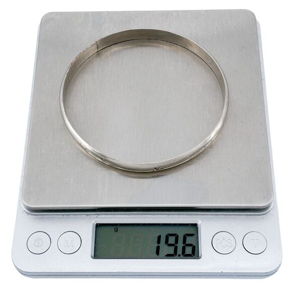 Vintage Mexico Sterling Silver 925 6.5mm Hand Tooled Bangle Bracelet 8.25" - Picture 6 of 8